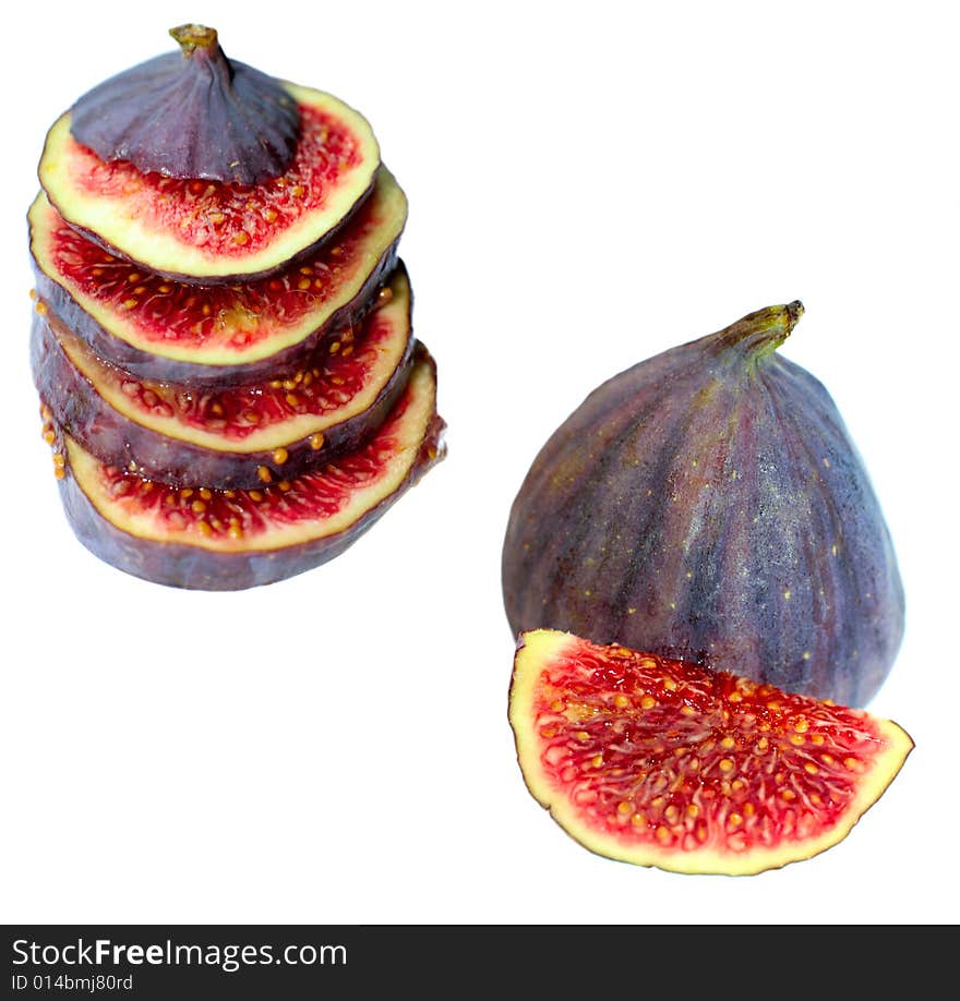 Sliced fig on white background separated. Sliced fig on white background separated