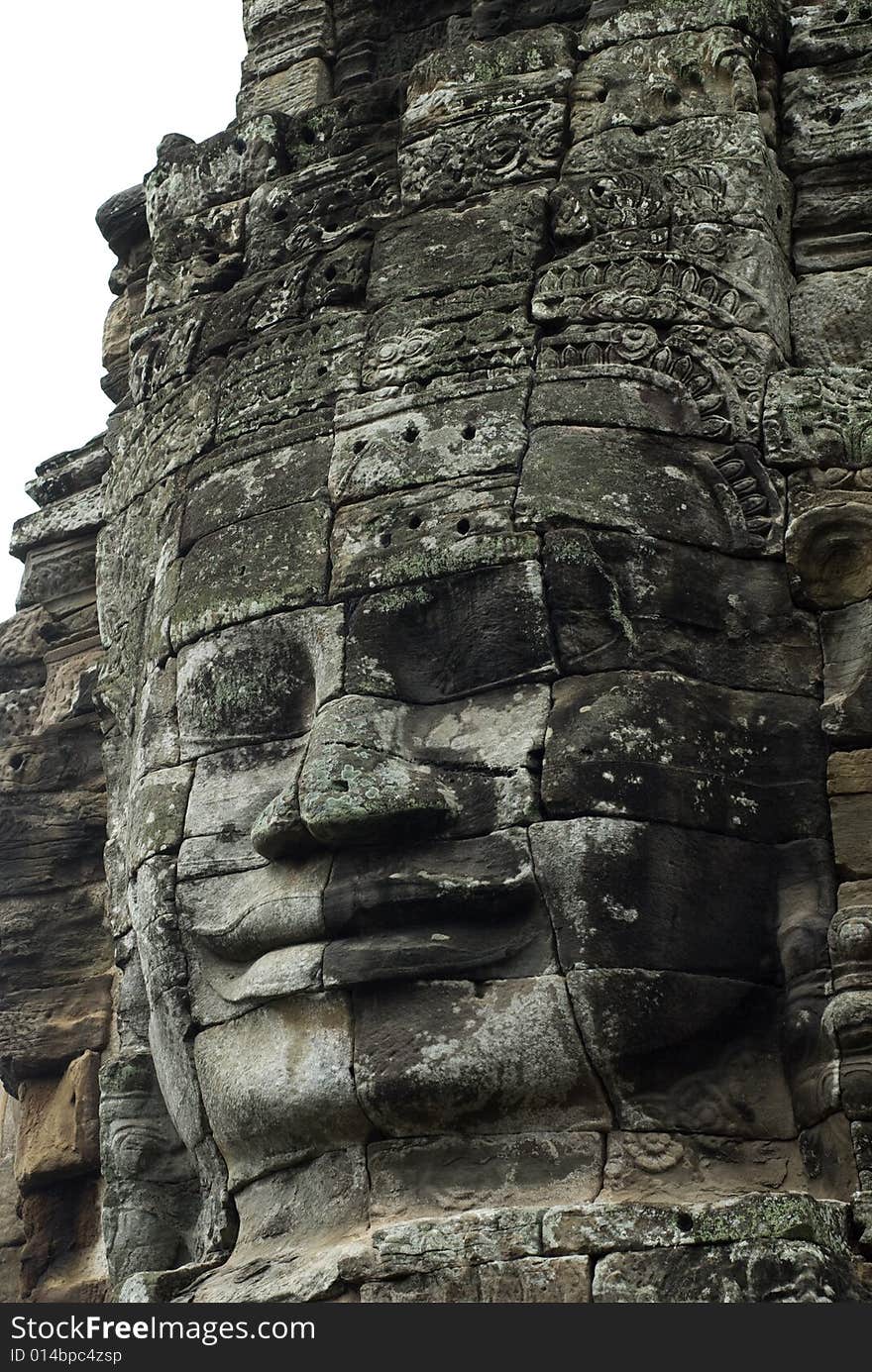 Buddha Face In Angkor Thom In Cambodia