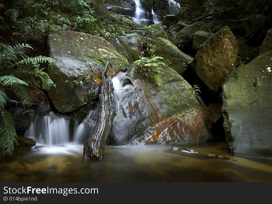 Water running down rock face. Water running down rock face