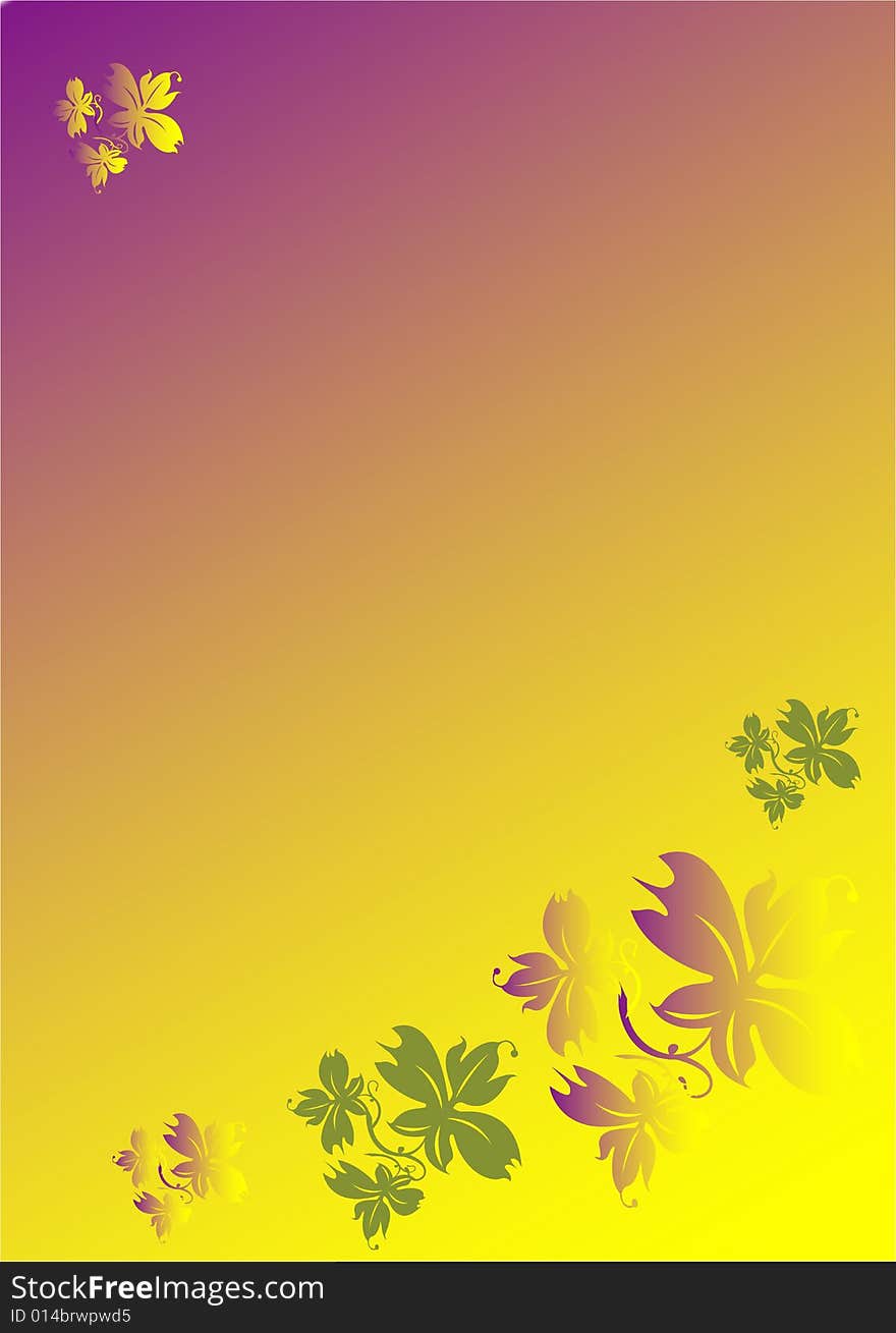 Graphic graceful flowers on a color background