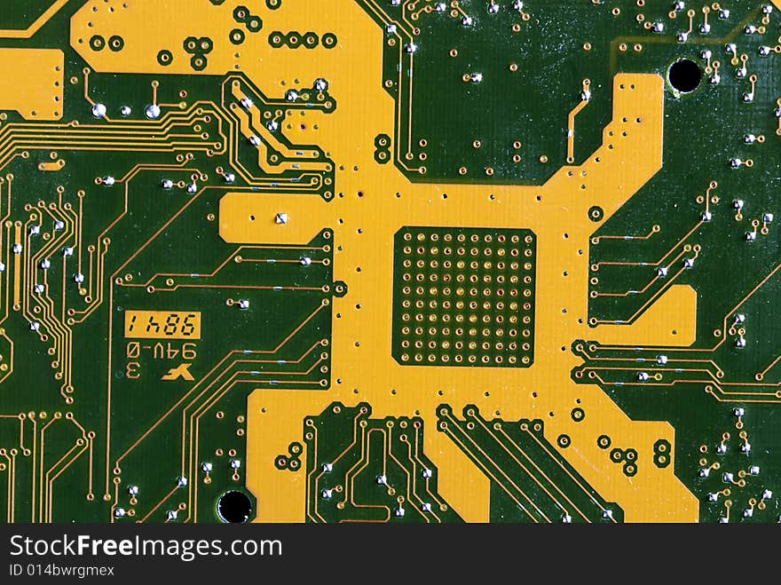 Computers system board yellow and green