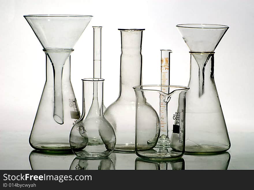 Glass laboratory equipment for science research