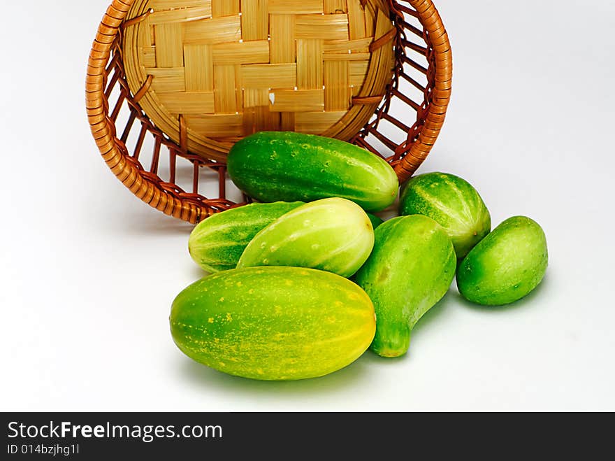 Cucumbers and basket