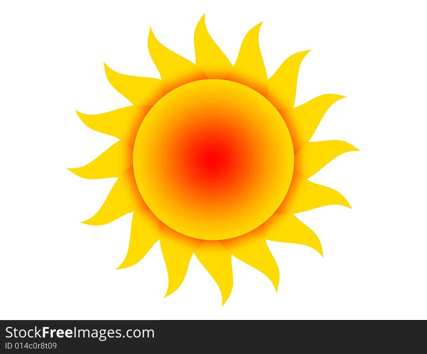 Symbol of the yellow-red sun on a white background