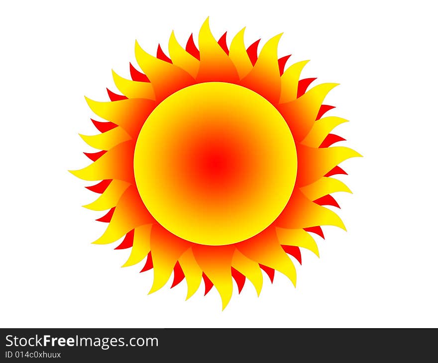 Symbol of the yellow-red sun on a white background