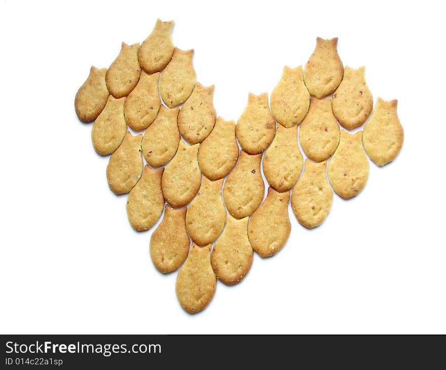 Heart made of brown crackers