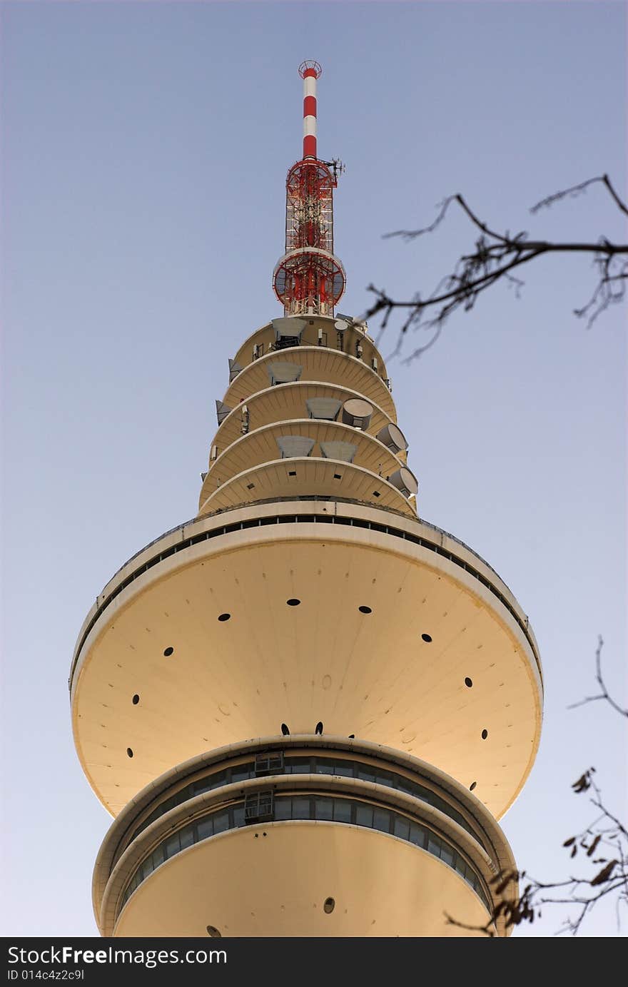 Television Tower High Up and Close-Up in Hamburg