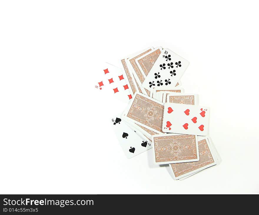 Playing cards on a white background