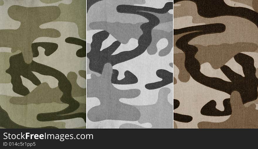 Three kind of camouflage pattern