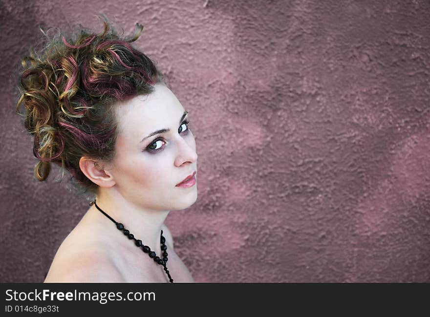 Woman With Red Streaks In Her Hair