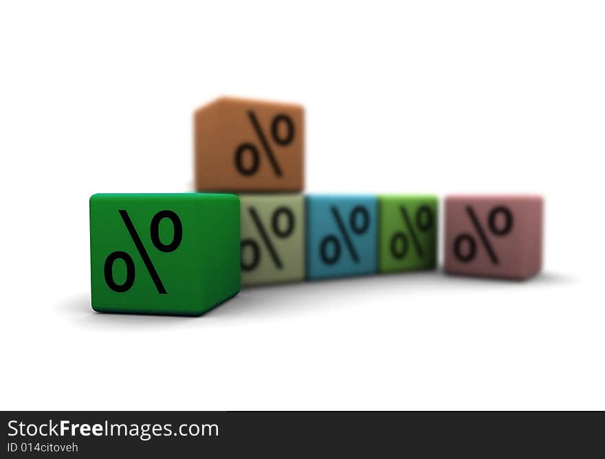 Cubes with percent symbols - 3d illustration