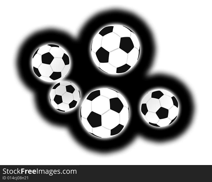 Isolated soccer balls in the air - illustration