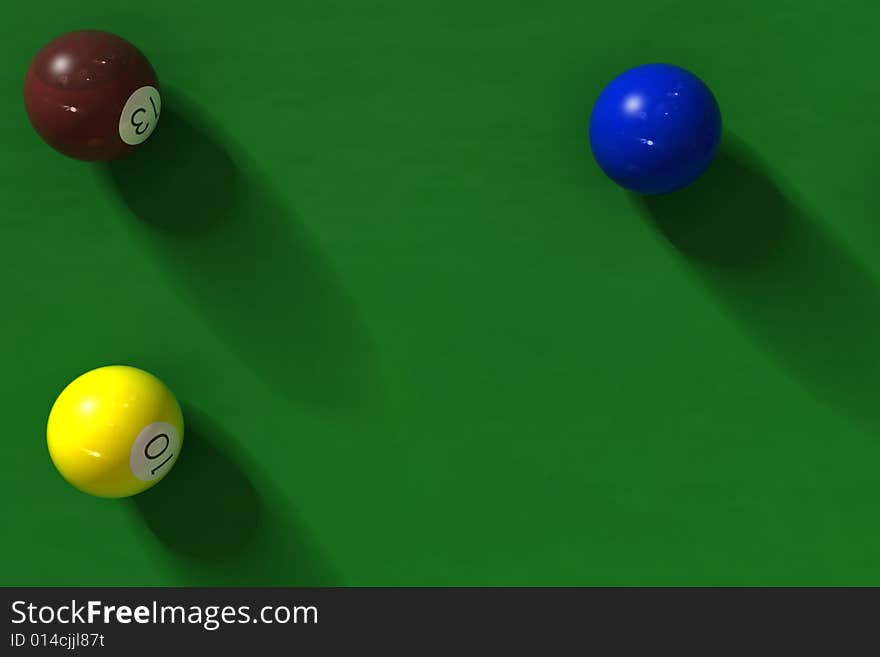 Billiard table with balls