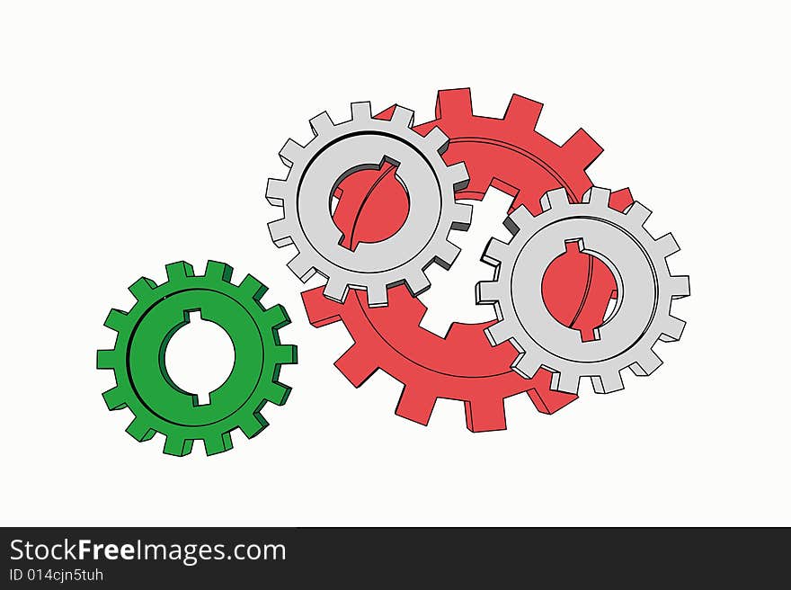 Cogwheels - business network - isolated illustration on white (with vector EPS format)