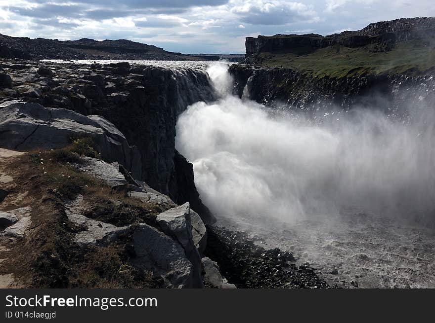 The largest falls of Iceland Dettifoss. The largest falls of Iceland Dettifoss