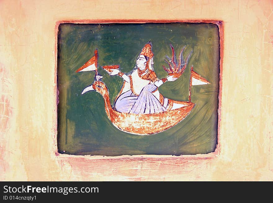 Painting with zodiac sign of an observatory in India