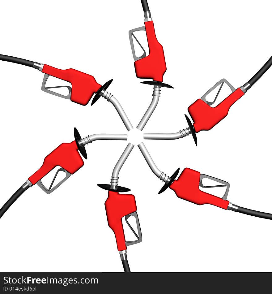 3d gas nozzle placed in a circle shape. 3d gas nozzle placed in a circle shape