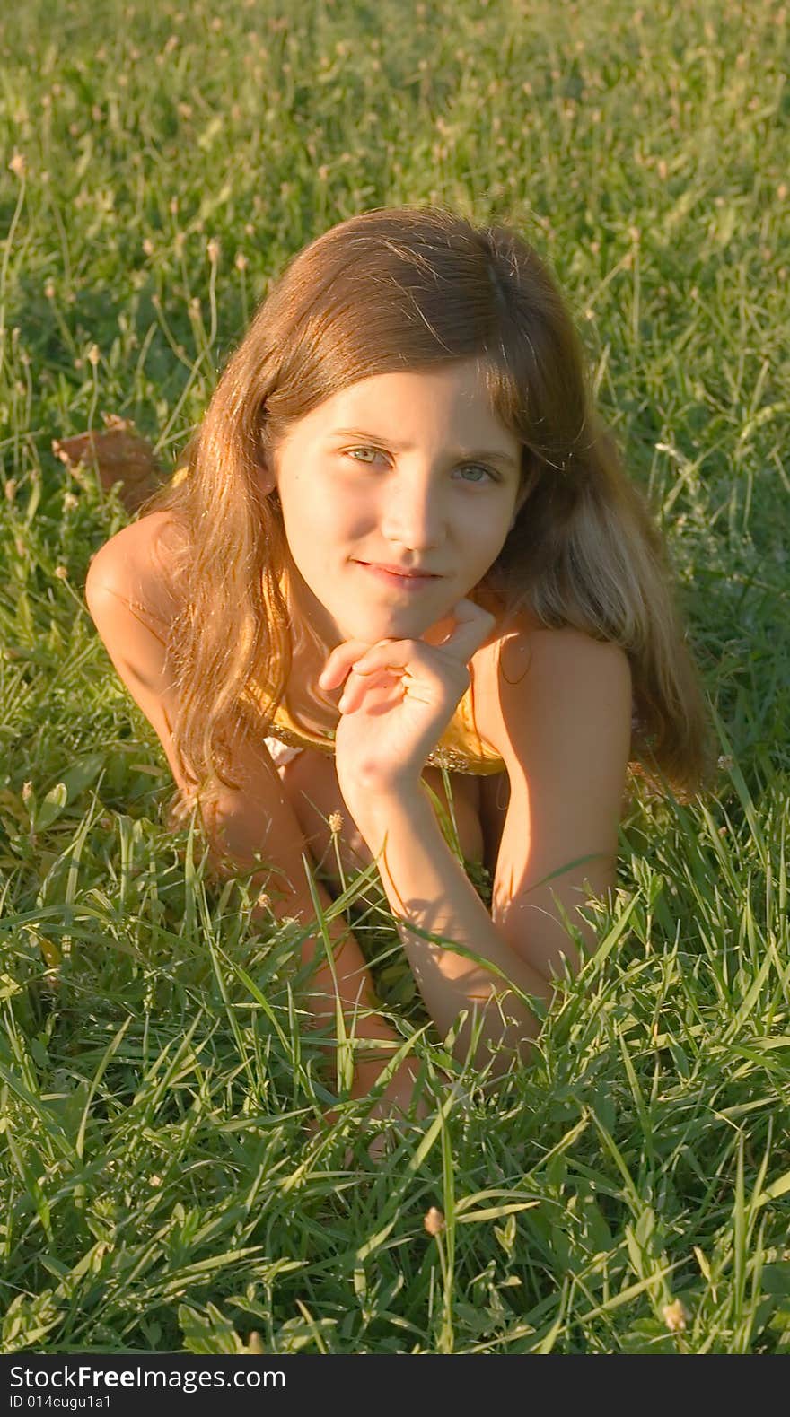 Portrait girl on nature