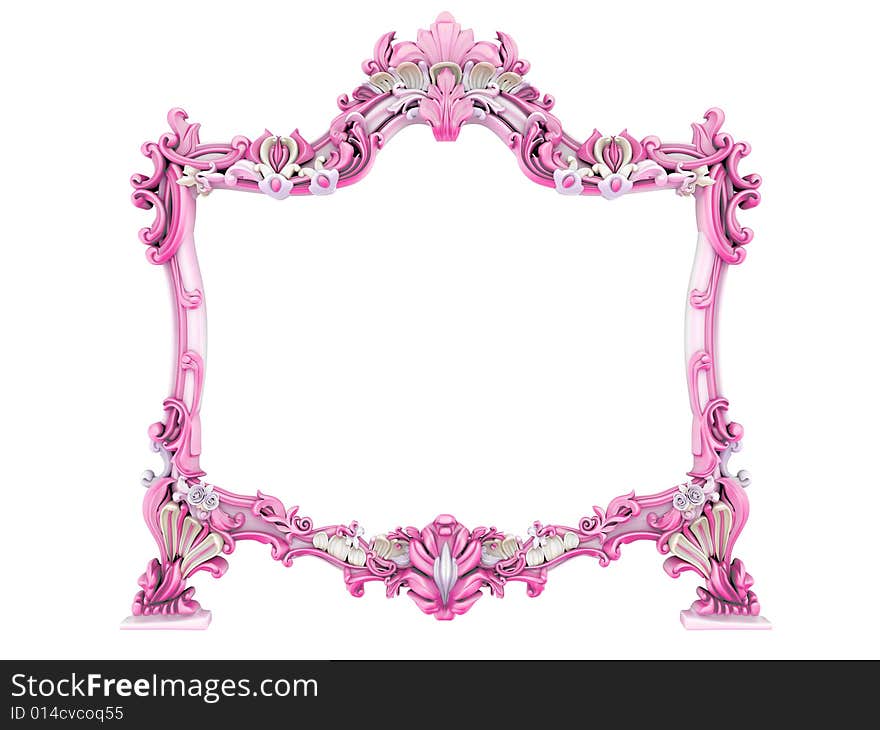 3d image of antique frame. White background.