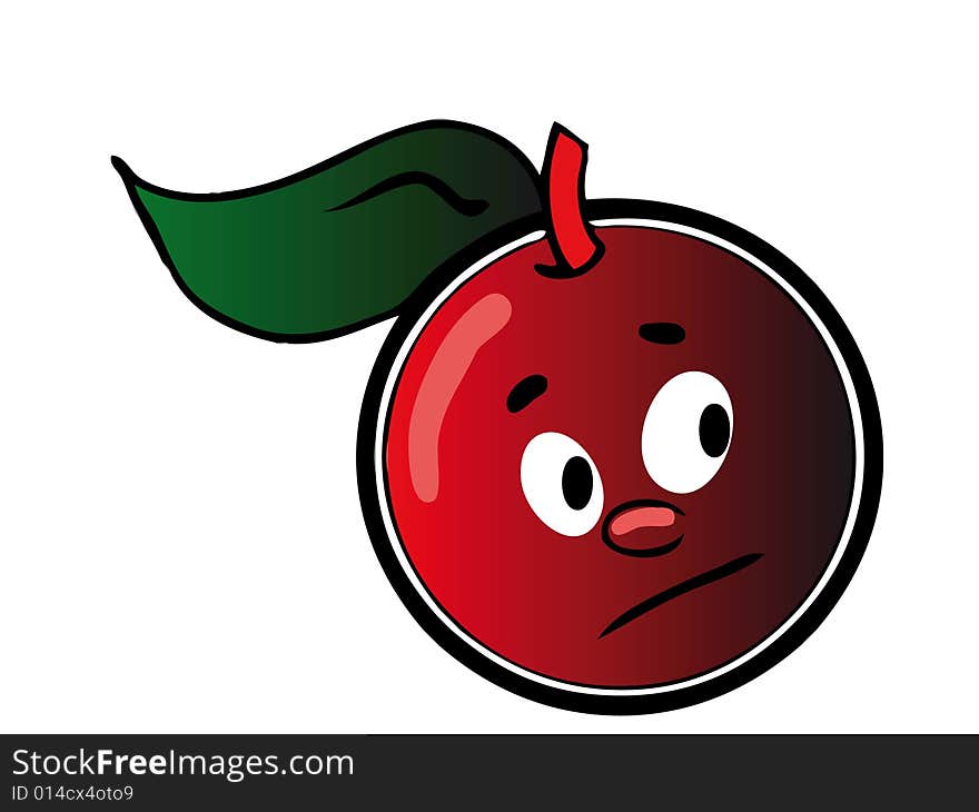 Melancholy cherry - isolated cartoon illustration on white (with vector EPS format)