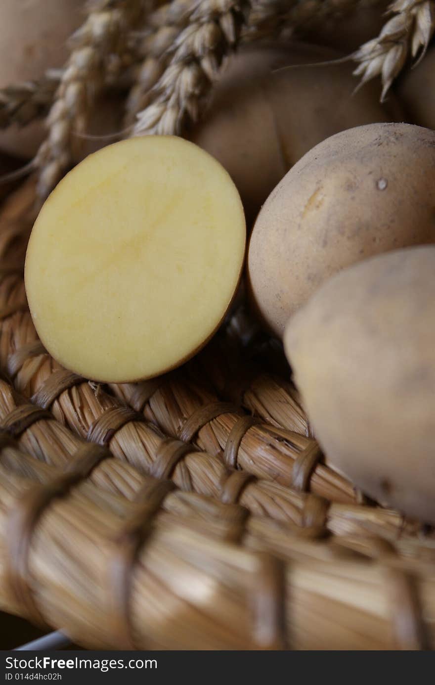 Raw potatoes with corn