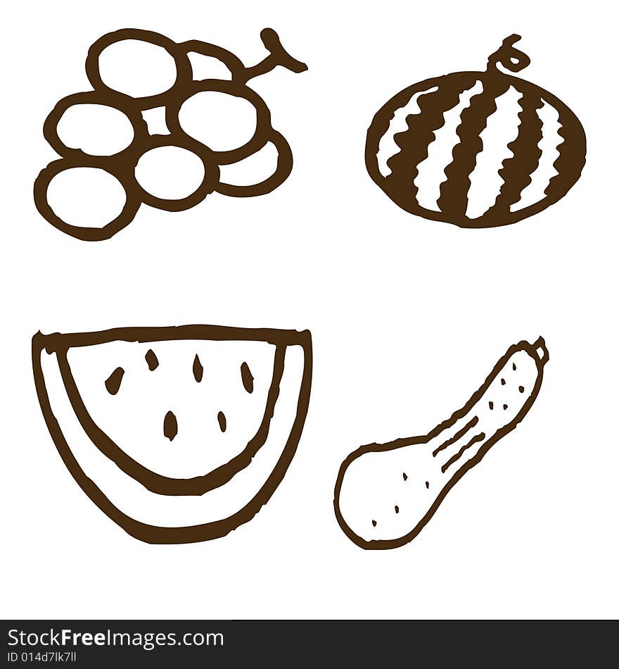 Black  fruit shapes on white background. Black  fruit shapes on white background