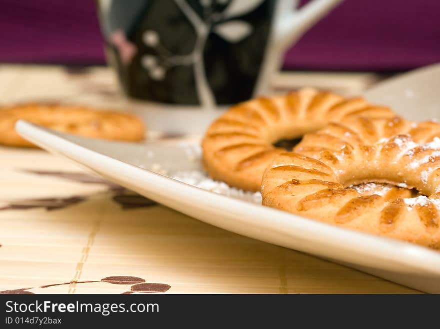 Cookies on a square plate. Cookies on a square plate