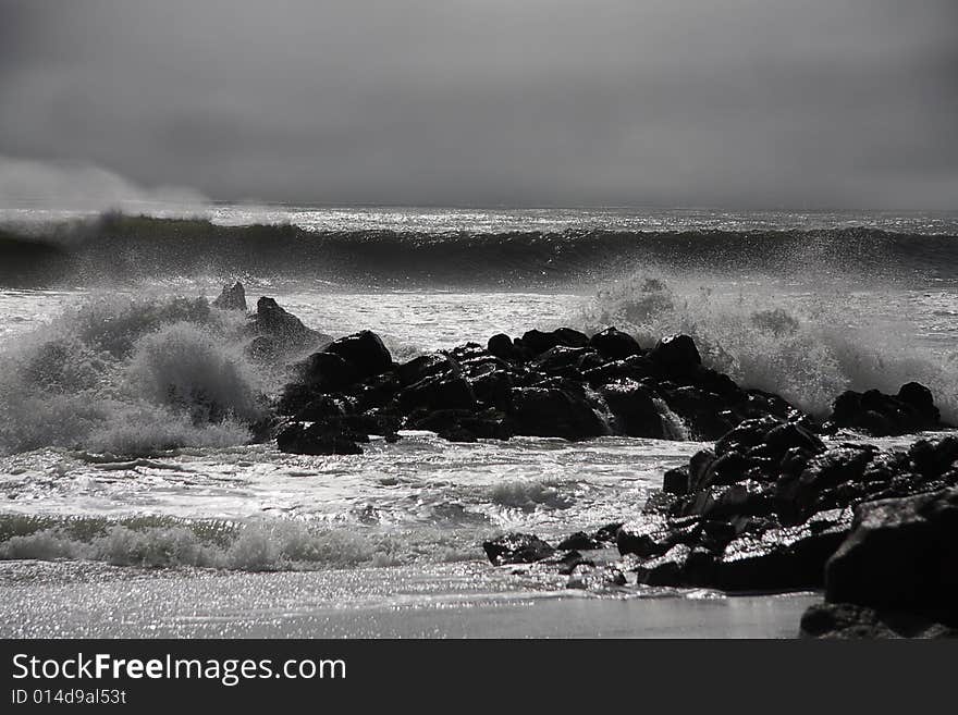 The ocean at the seashore near Cape Cross - Namibia. The waves were smashing the seashore, leaving you breathless. The ocean at the seashore near Cape Cross - Namibia. The waves were smashing the seashore, leaving you breathless.