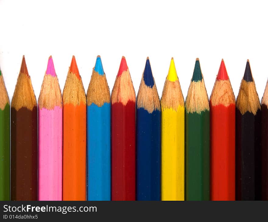 Colour pencils isolated on a white background