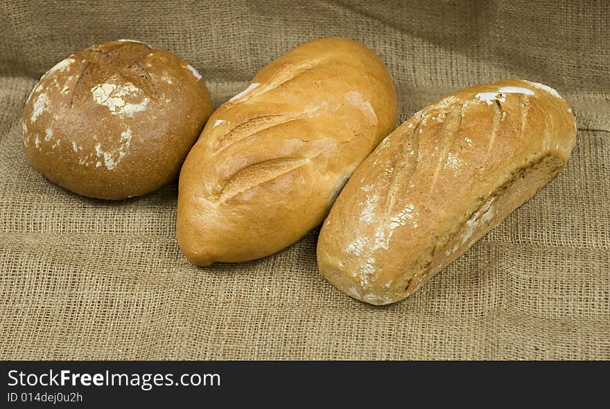 Assortment of three bread