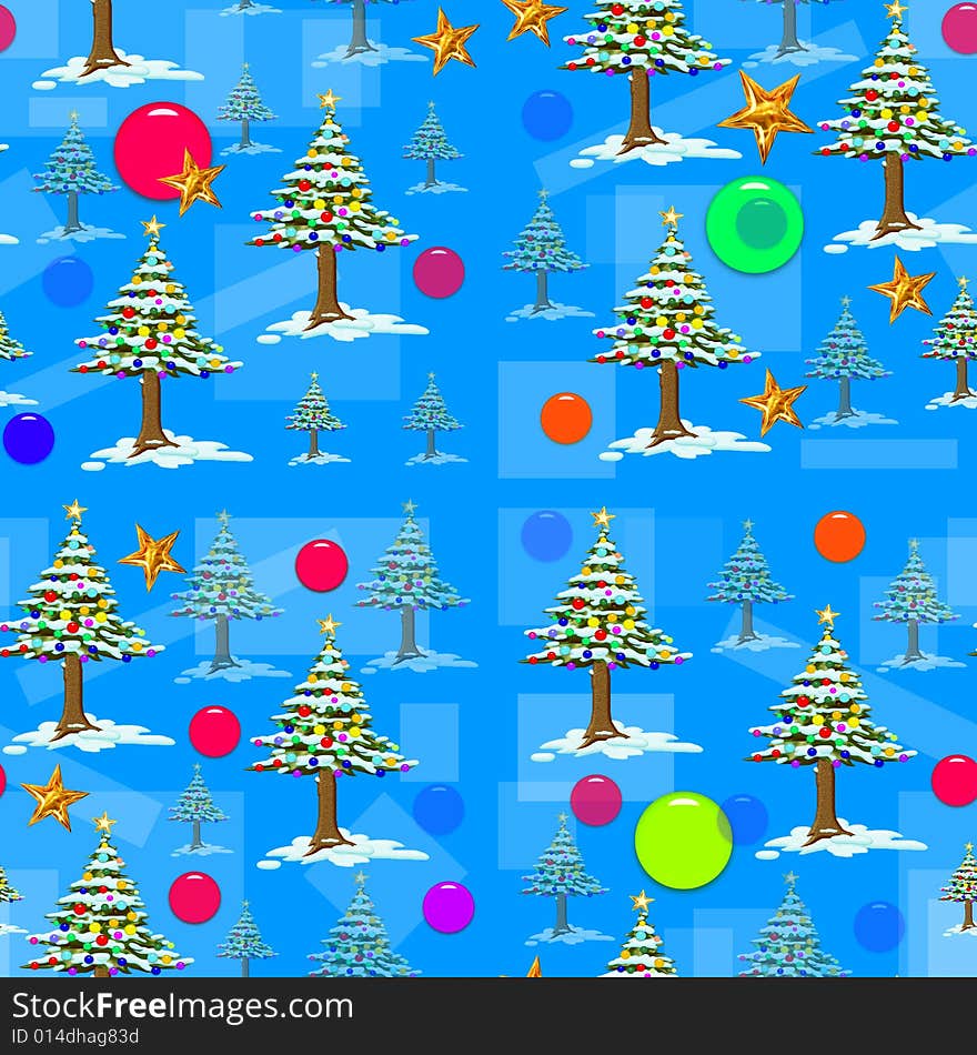 Decoration seamless christmas tile with christmas trees and other. Decoration seamless christmas tile with christmas trees and other