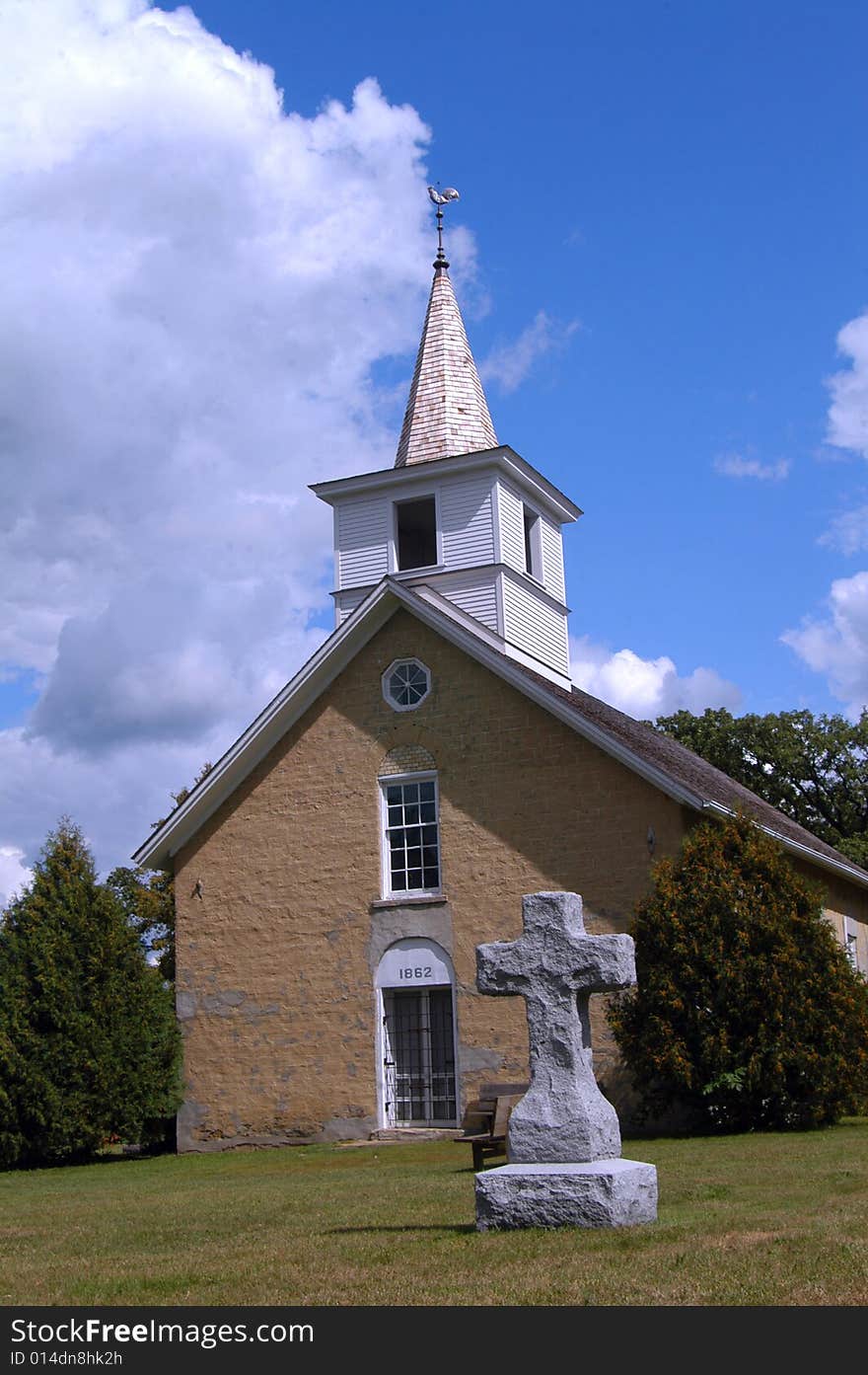 Country church, stone cross