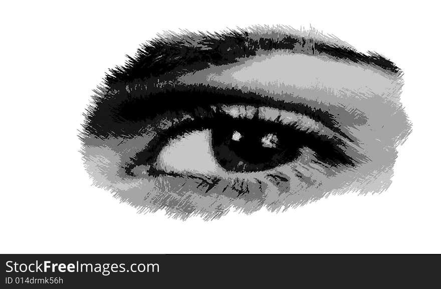 Illustration style of an eye looking to right side. Illustration style of an eye looking to right side