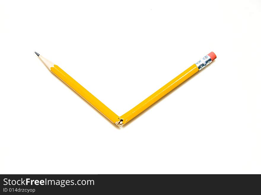 Broken Yellow Pencil Isolated On White