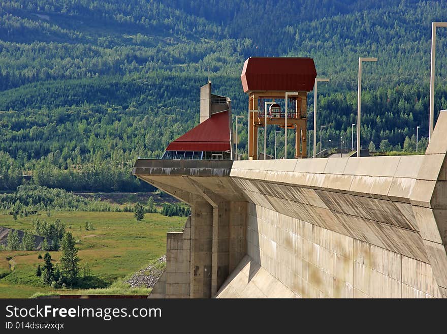 Detail of concrete hydro electric dam station