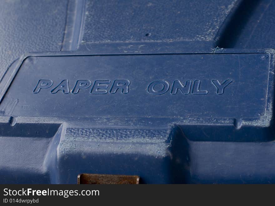 'Paper Only' recycling bin in a sunny day. 'Paper Only' recycling bin in a sunny day.