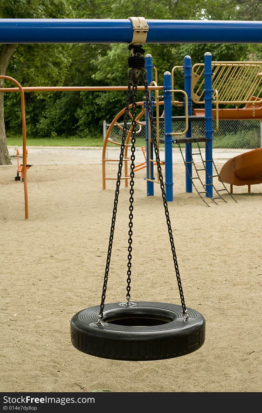 Black tie swing at a playground. Black tie swing at a playground