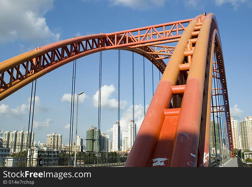 Modern orange bridge