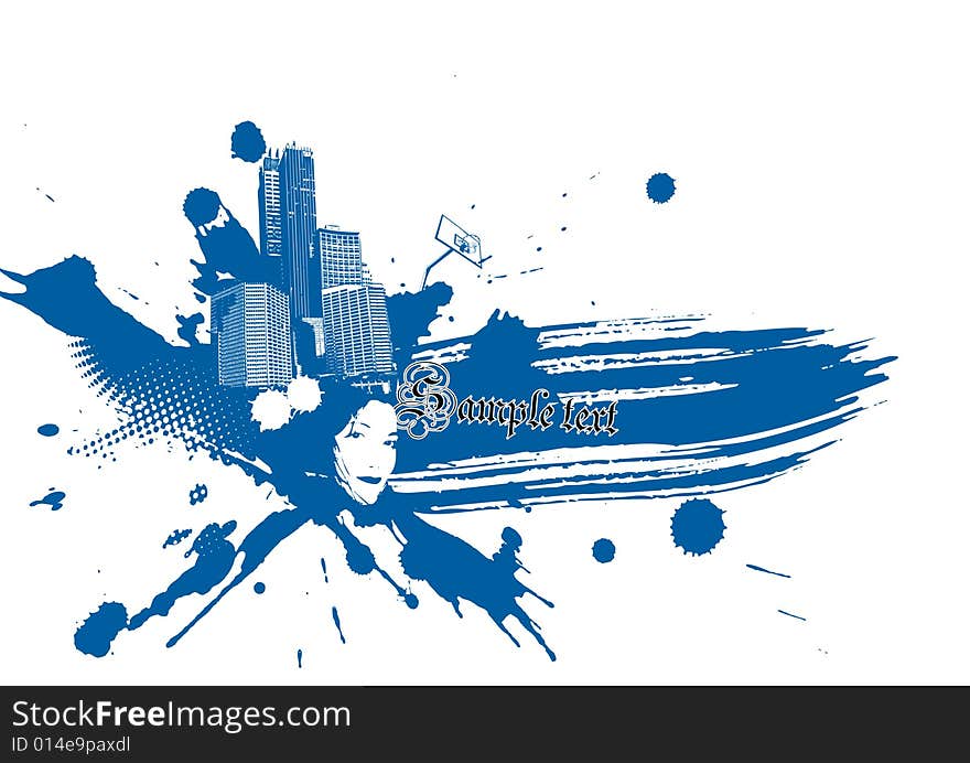 Abstract illustration with city. Vector