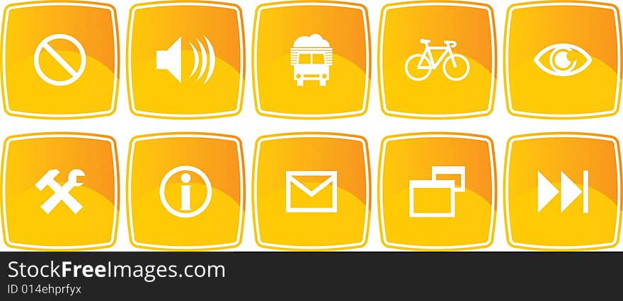 Orange senso basic icons set. Orange senso basic icons set