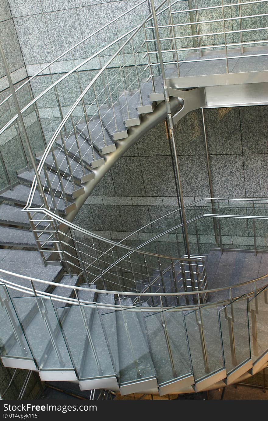 A staircase in Tokyo with lots of glass. A staircase in Tokyo with lots of glass