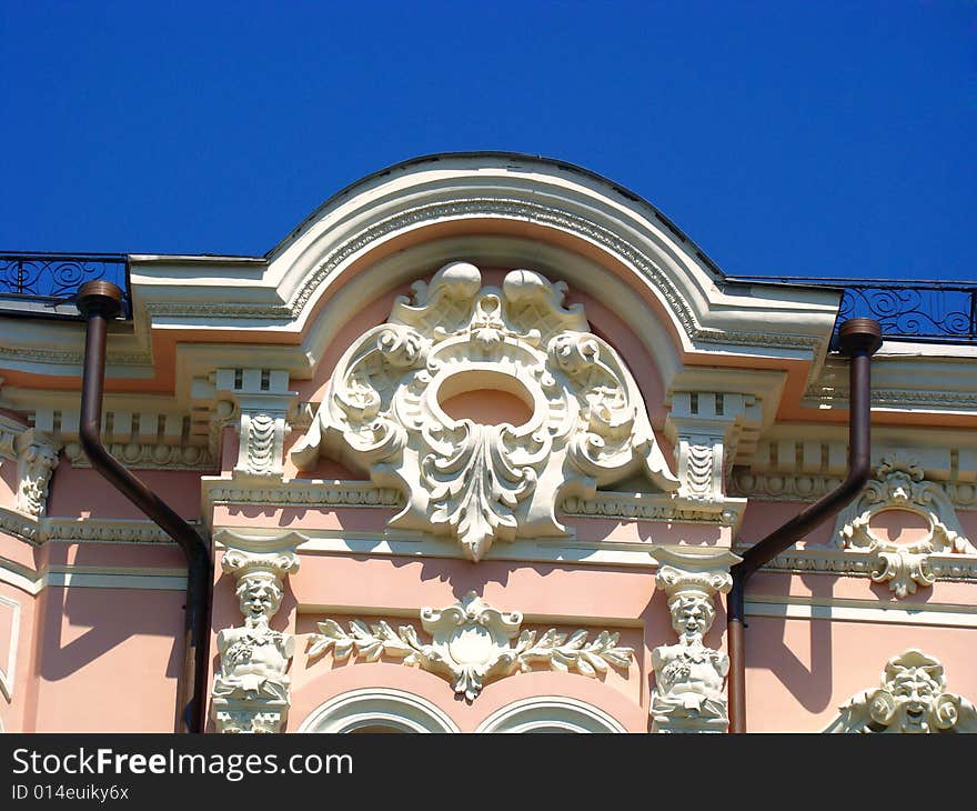 Ornate facade of age-old building. Ornate facade of age-old building.