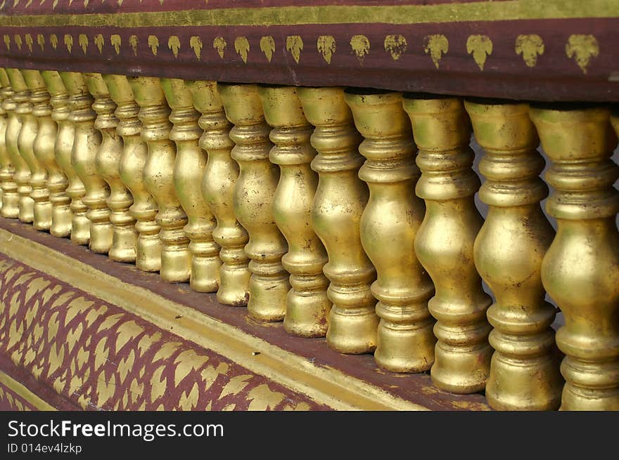 Golden texture of temple wall