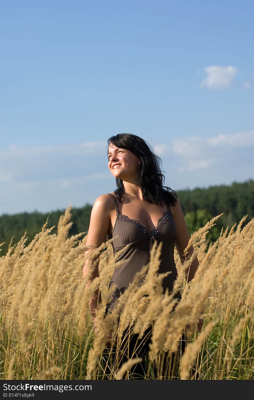 A young woman in a meadow. A young woman in a meadow