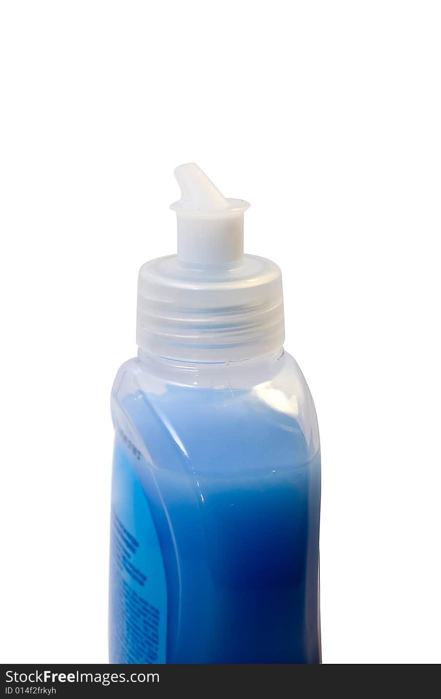 Detergent In Blue Plastic Bottle