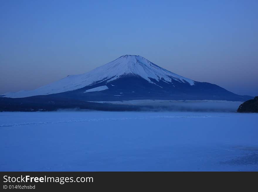 Mt. Fuji in the early winter morning. Mt. Fuji in the early winter morning.