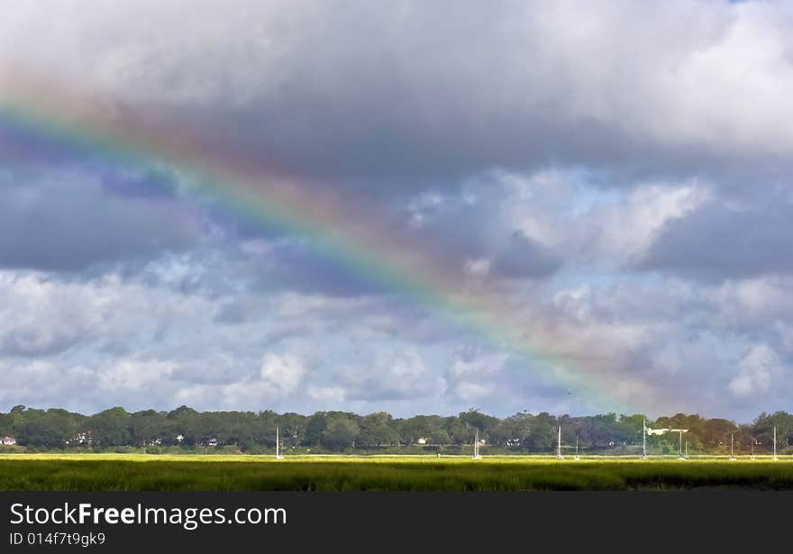 Rainbow over coast