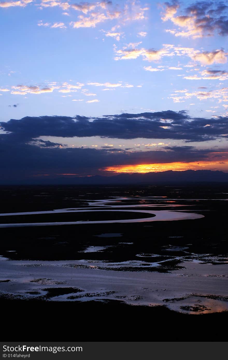 Sunrise of Bayanbulak Grassland