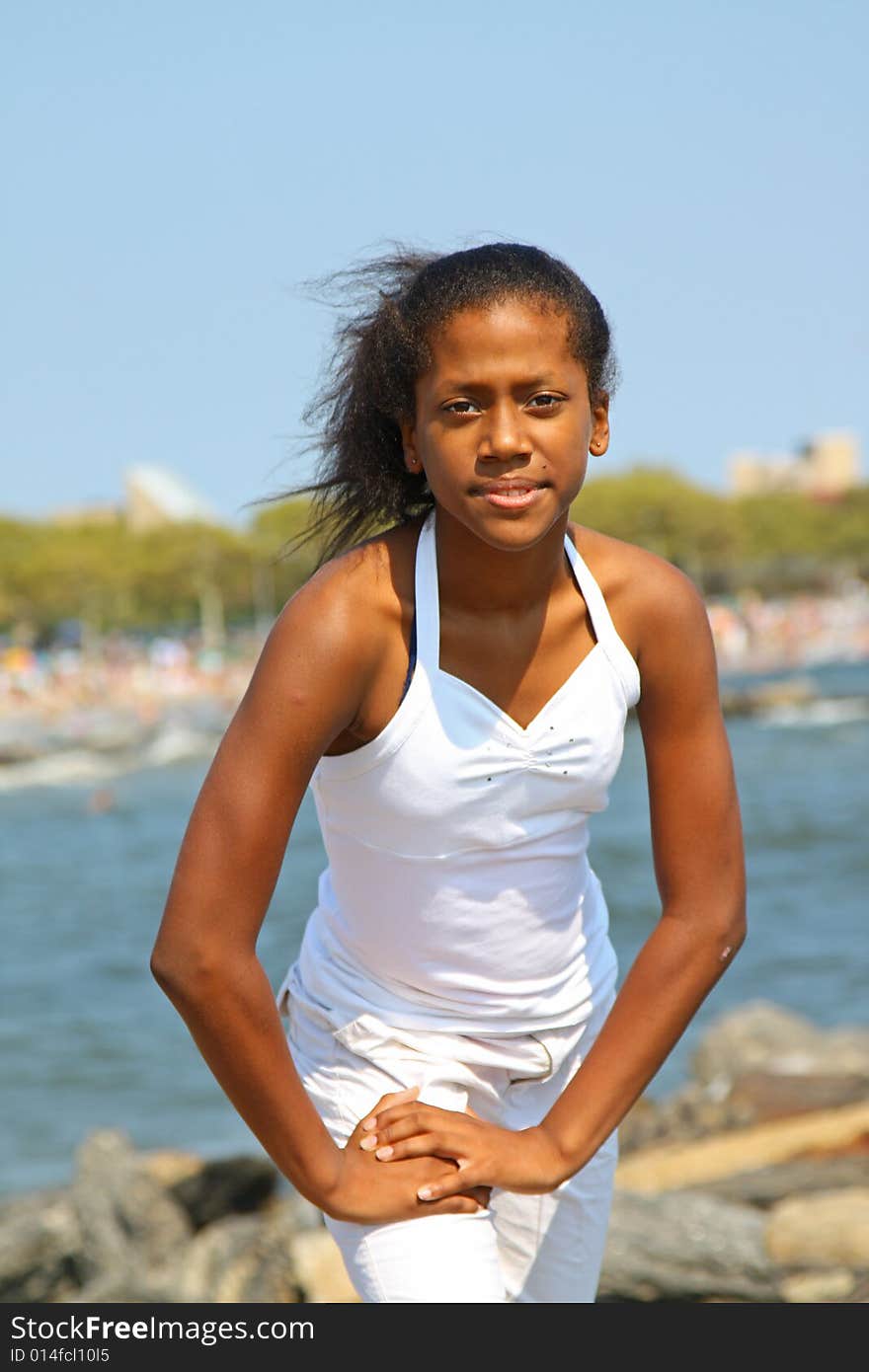 13 year old girl at the beach. 13 year old girl at the beach