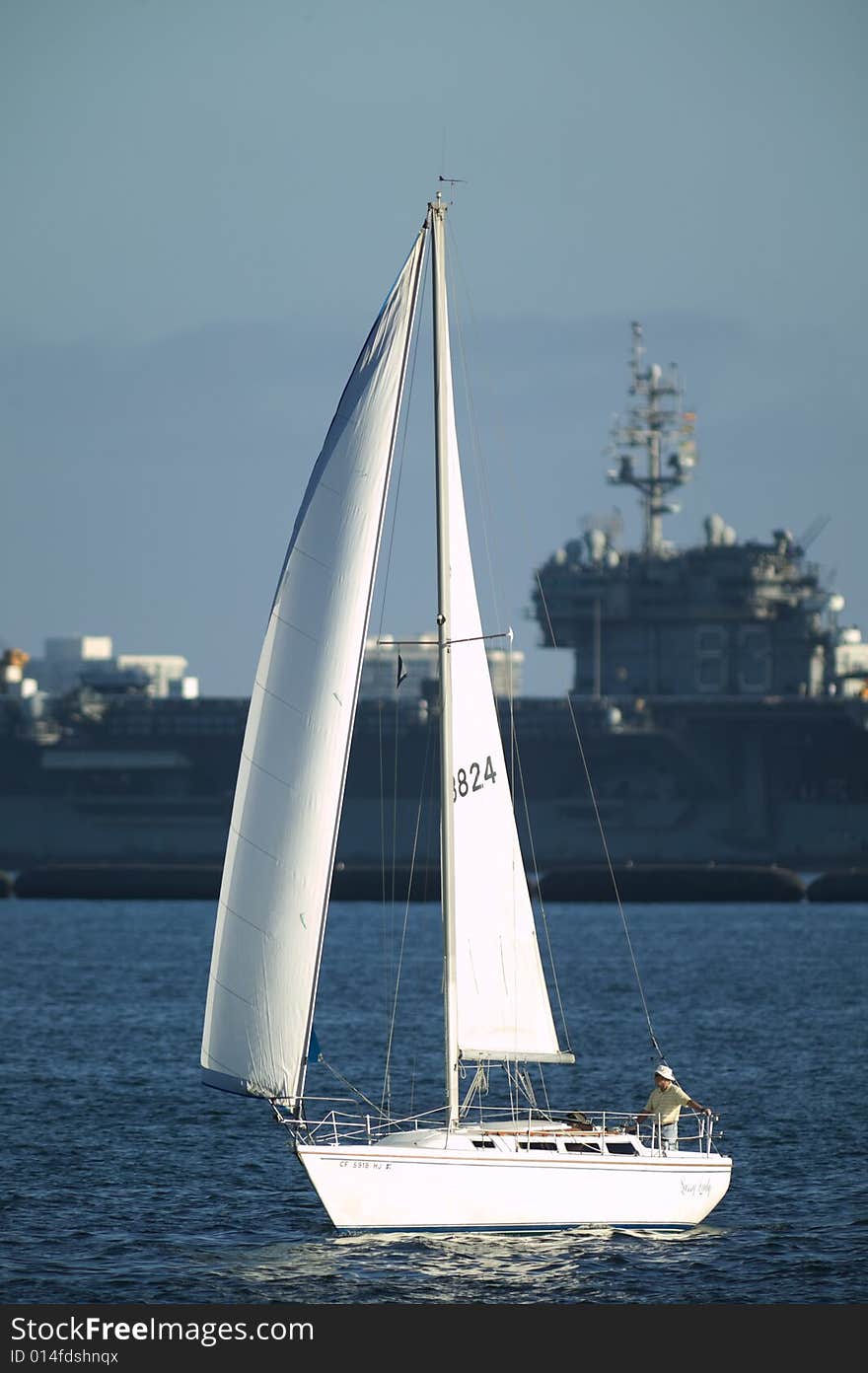 A Sailing boat on the ocean. A Sailing boat on the ocean